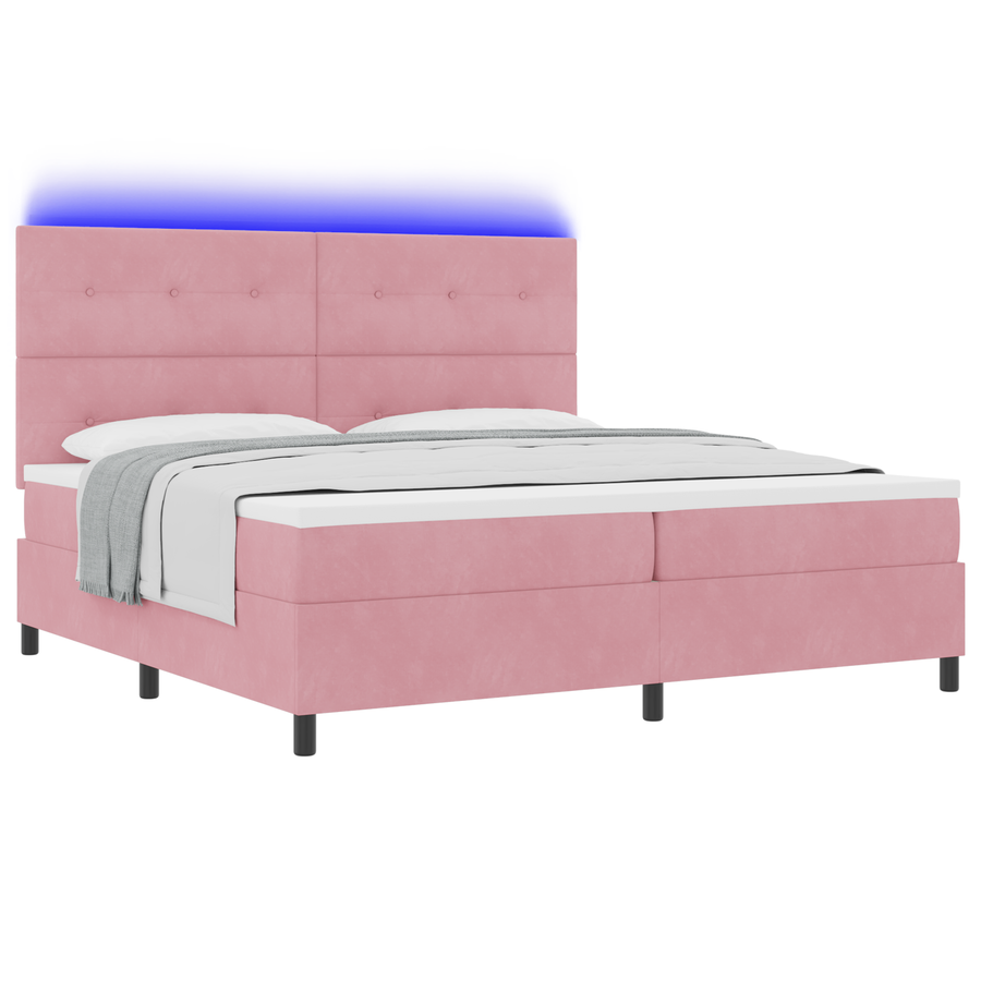 Boxspringbed met matras en LED fluweel roze 200x200 cm