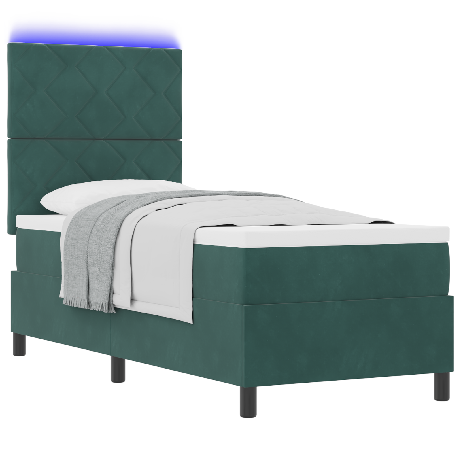 boxspringbed met matras en LED fluweel donkergroen 80x200 cm