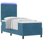 LED Box Spring Bed with mattress Dark Blue 80 x 200 cm Fabric