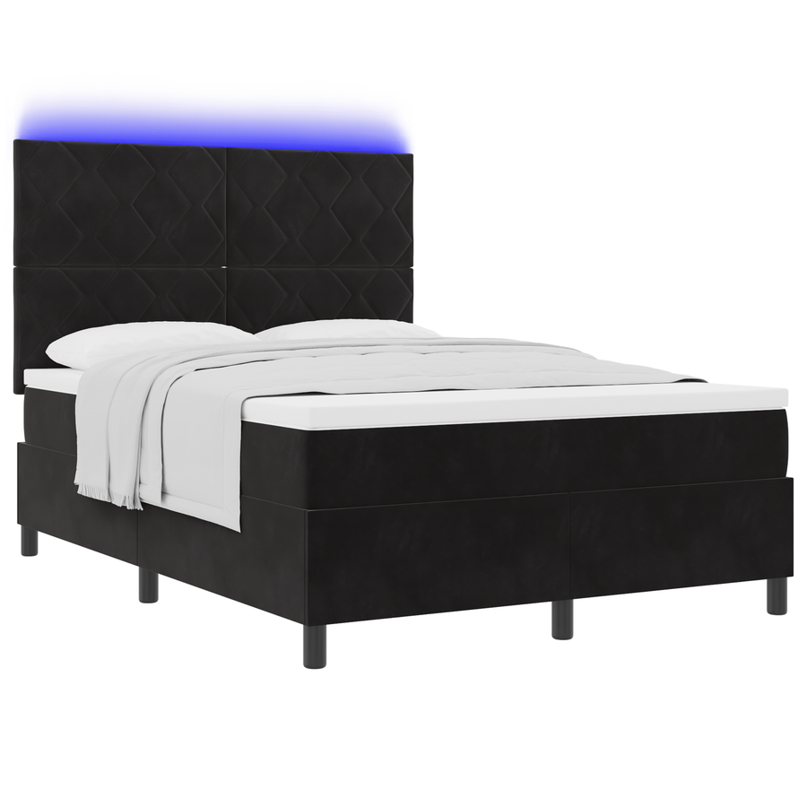 Boxspringbed met matras en LED fluweel zwart 140x200 cm