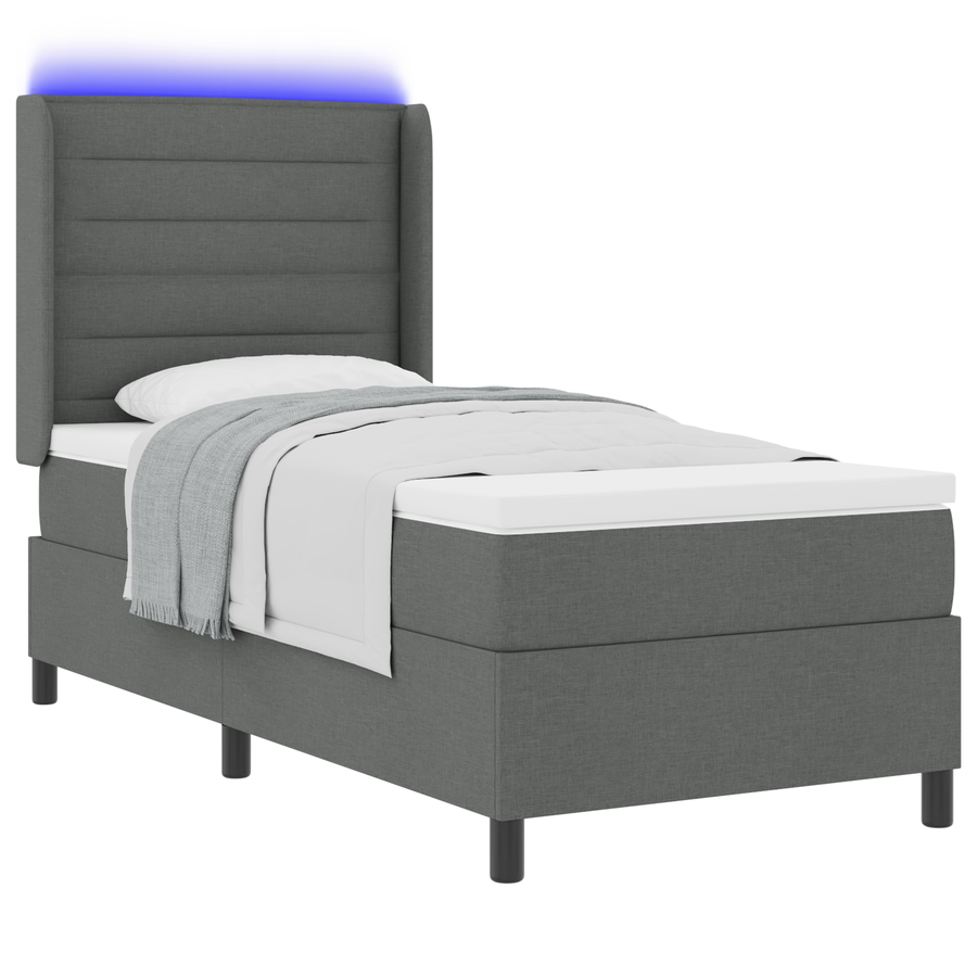 Boxspringbed met matras en LED stof donkergrijs 80x200 cm