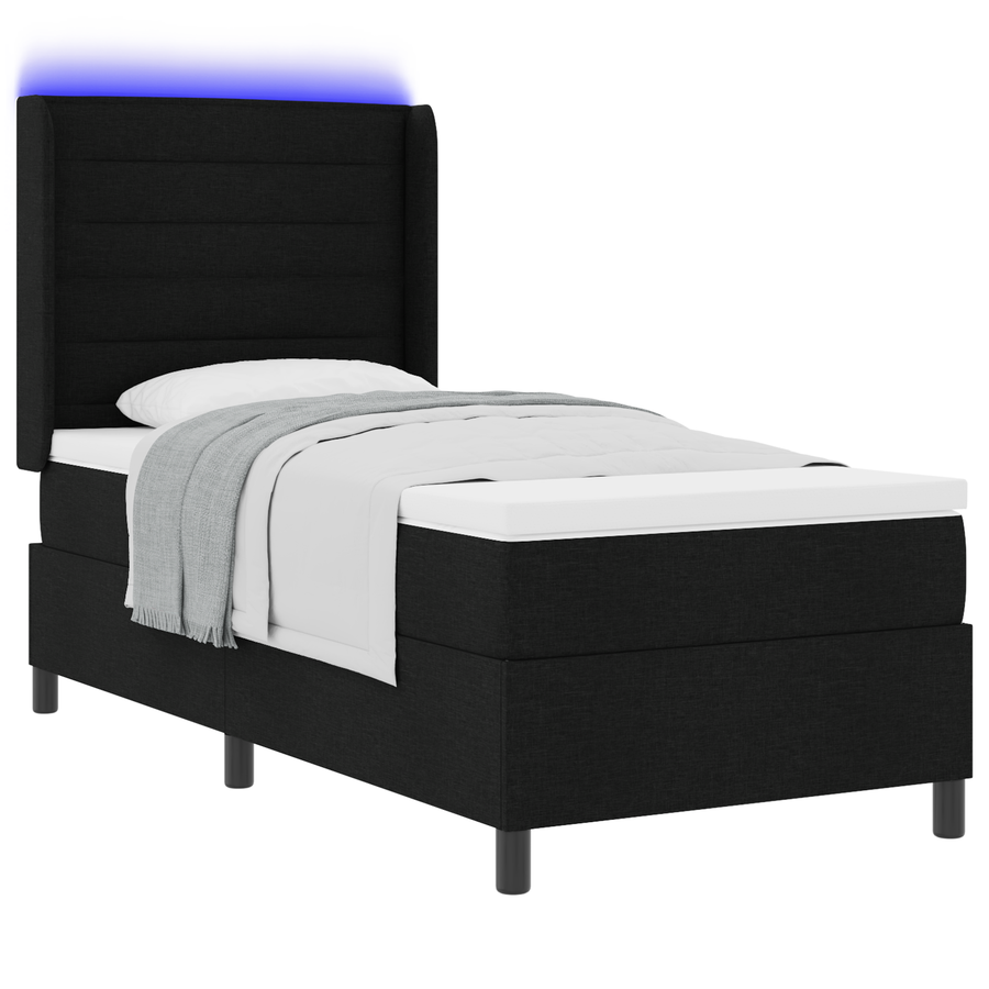 Boxspringbed met matras en LED stof zwart 80x200 cm