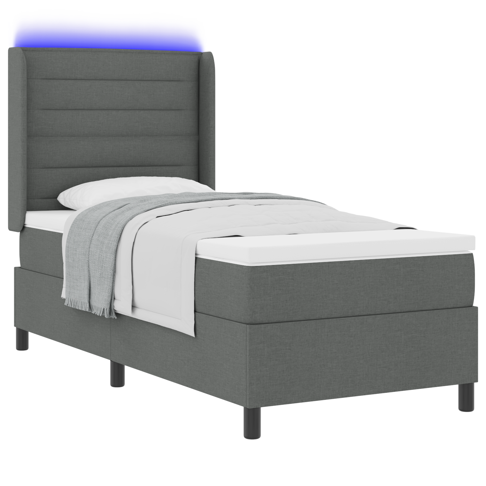 Boxspringbed met matras en LED stof donkergrijs 100x200 cm