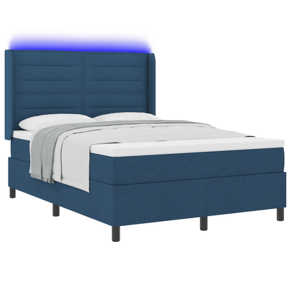 Box Spring Bed met Matras & LED Blauw 140x190 cm Stof