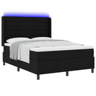 LED Box Spring Bed with Mattress Black 140 x 200 cm Fabric