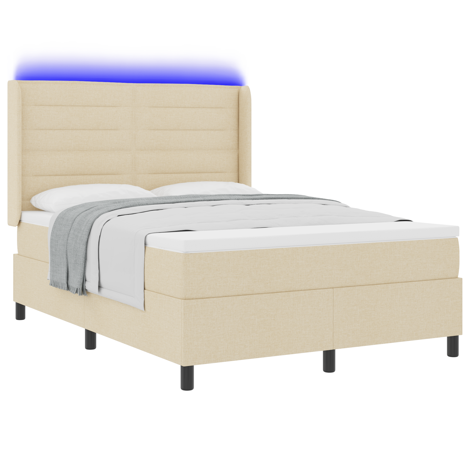 Boxspringbed met matras en LED stof crèmekleurig 140x200 cm