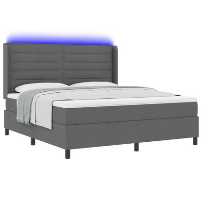 Boxspringbed met matras en LED stof donkergrijs 180x200 cm