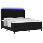 LED Fabric Box Spring Bed with Mattress Black 180 x 200 cm