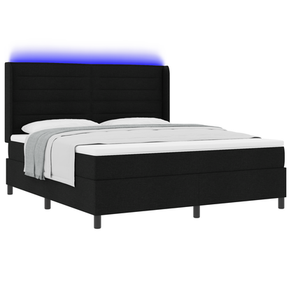 Boxspringbed met matras en LED stof zwart 180x200 cm