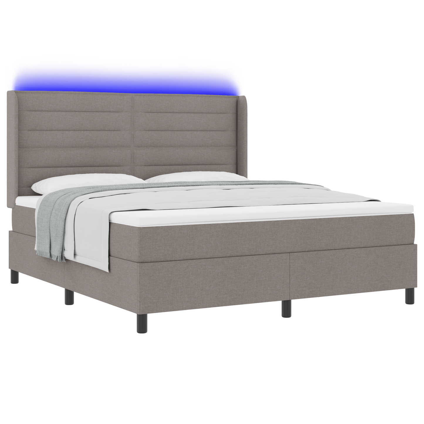 Boxspringbed met matras en LED stof taupe 180x200 cm