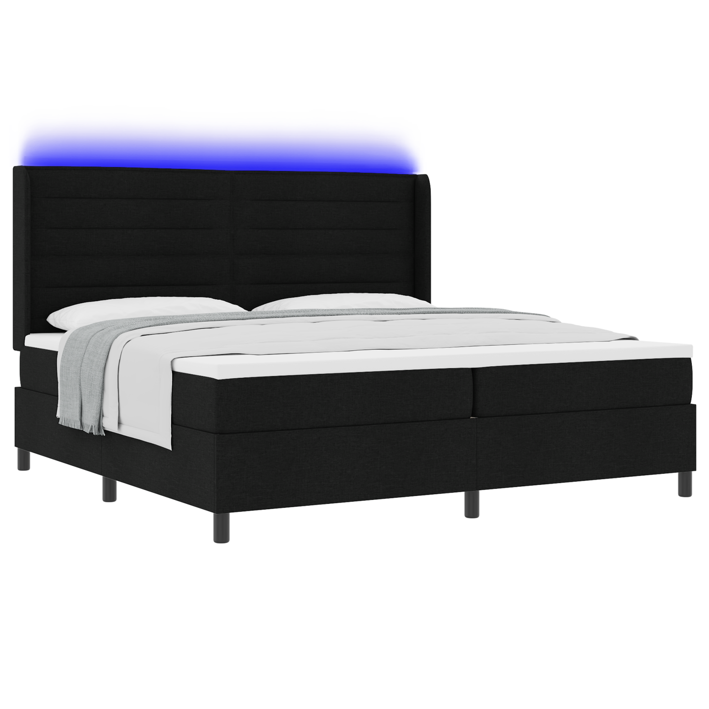 Boxspringbed met matras en LED stof zwart 200x200 cm