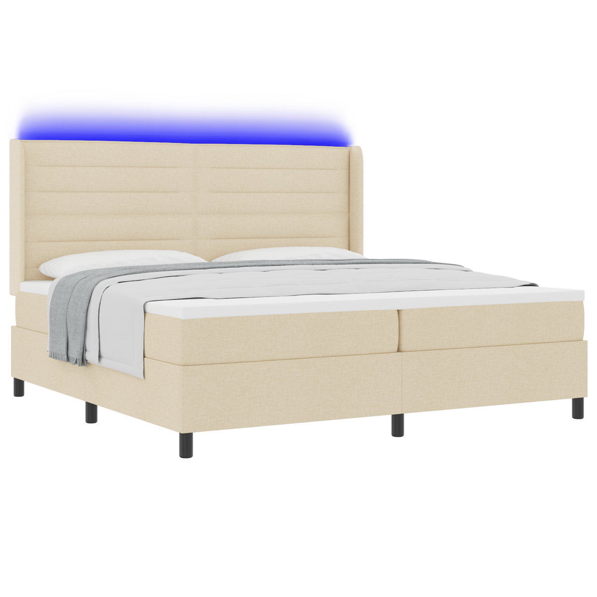 Boxspringbed met matras en LED stof crèmekleurig 200x200 cm