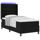 LED Box Spring Bed with Mattress Black 80 x 200 cm Fabric