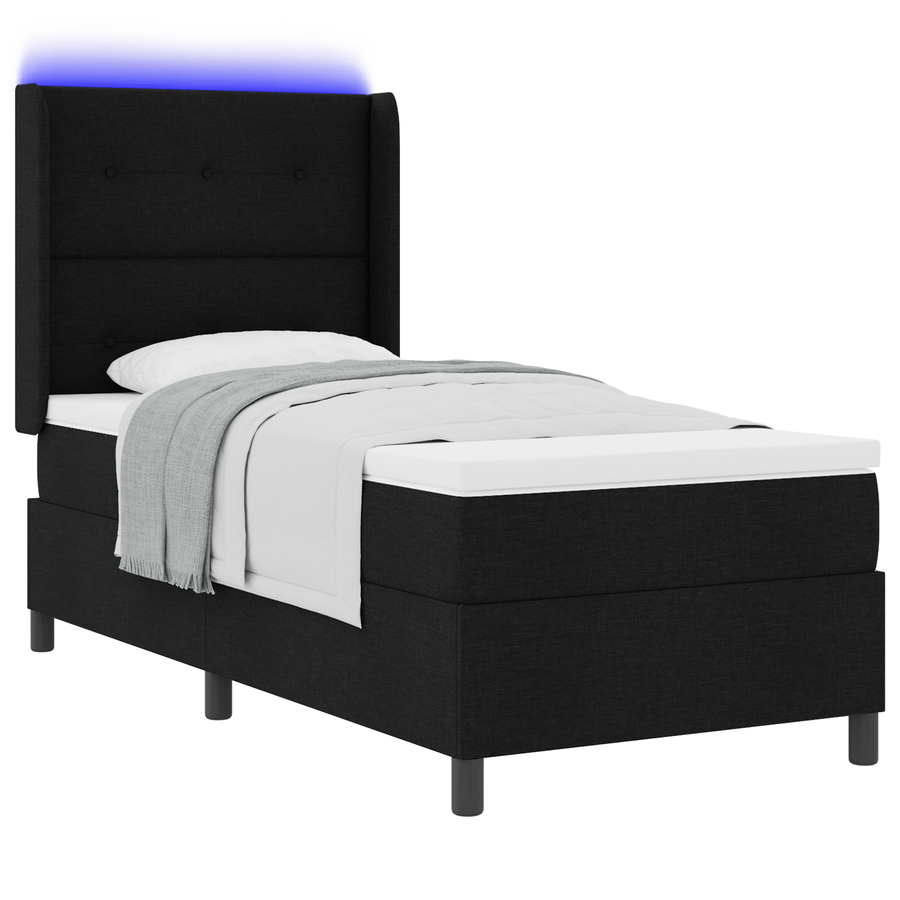 Boxspringbed met matras en LED stof zwart 80x200 cm