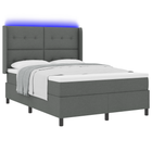 LED Fabric Dark Grey Box Spring Bed with mattress 140 x 190 cm
