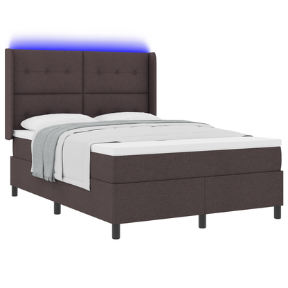 Boxspringbed met matras en LED stof donkerbruin 140x190 cm