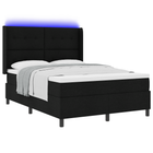 LED Box Spring Bed with Mattress Black 140 x 200 cm Fabric