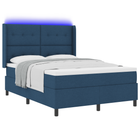 LED Box Spring Bed with Mattress Blue 140 x 200 cm Fabric