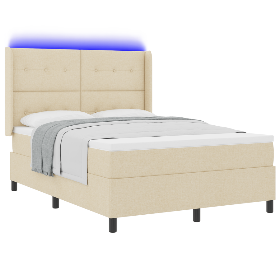 Boxspringbed met matras en LED stof crèmekleurig 160x200 cm