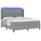 LED Box Spring Bed with Mattress Light Grey 180 x 200 cm Fabric