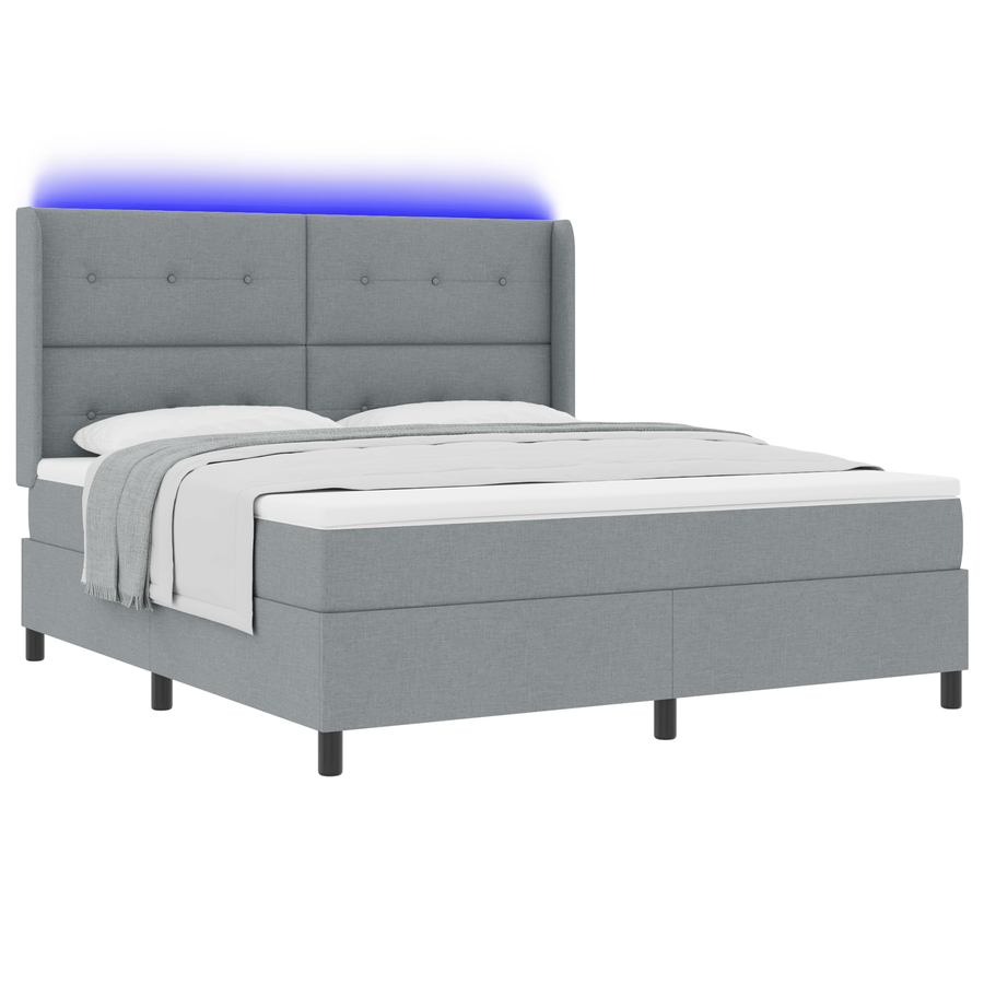 Boxspringbed met Matras & LED Lichtgrijs 180x200 cm Stof
