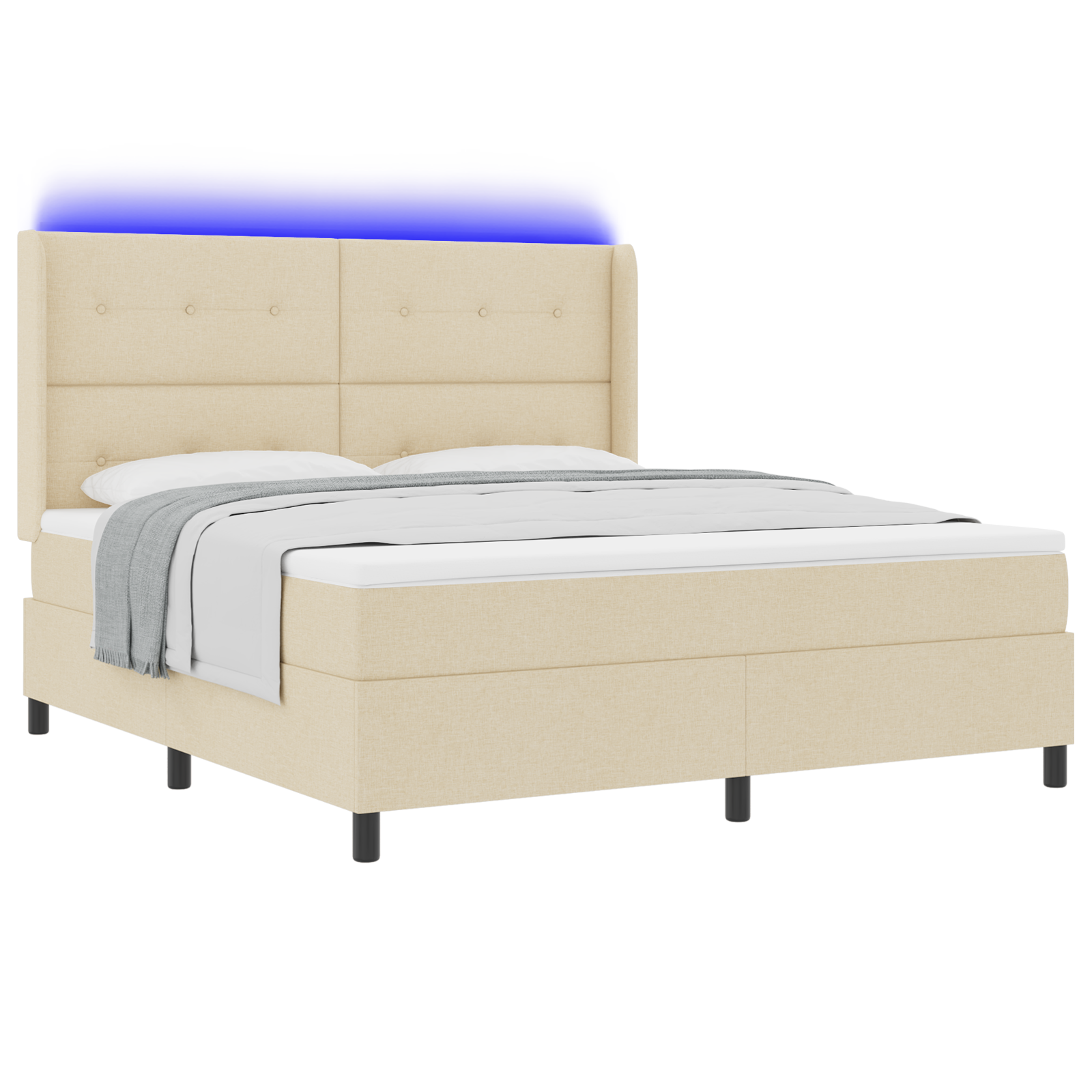Boxspringbed met matras en LED stof crèmekleurig 180x200 cm