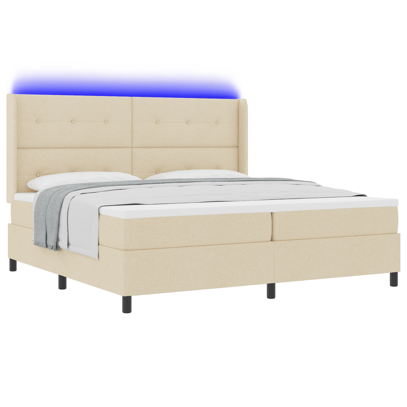 Boxspringbed met matras en LED stof crèmekleurig 200x200 cm