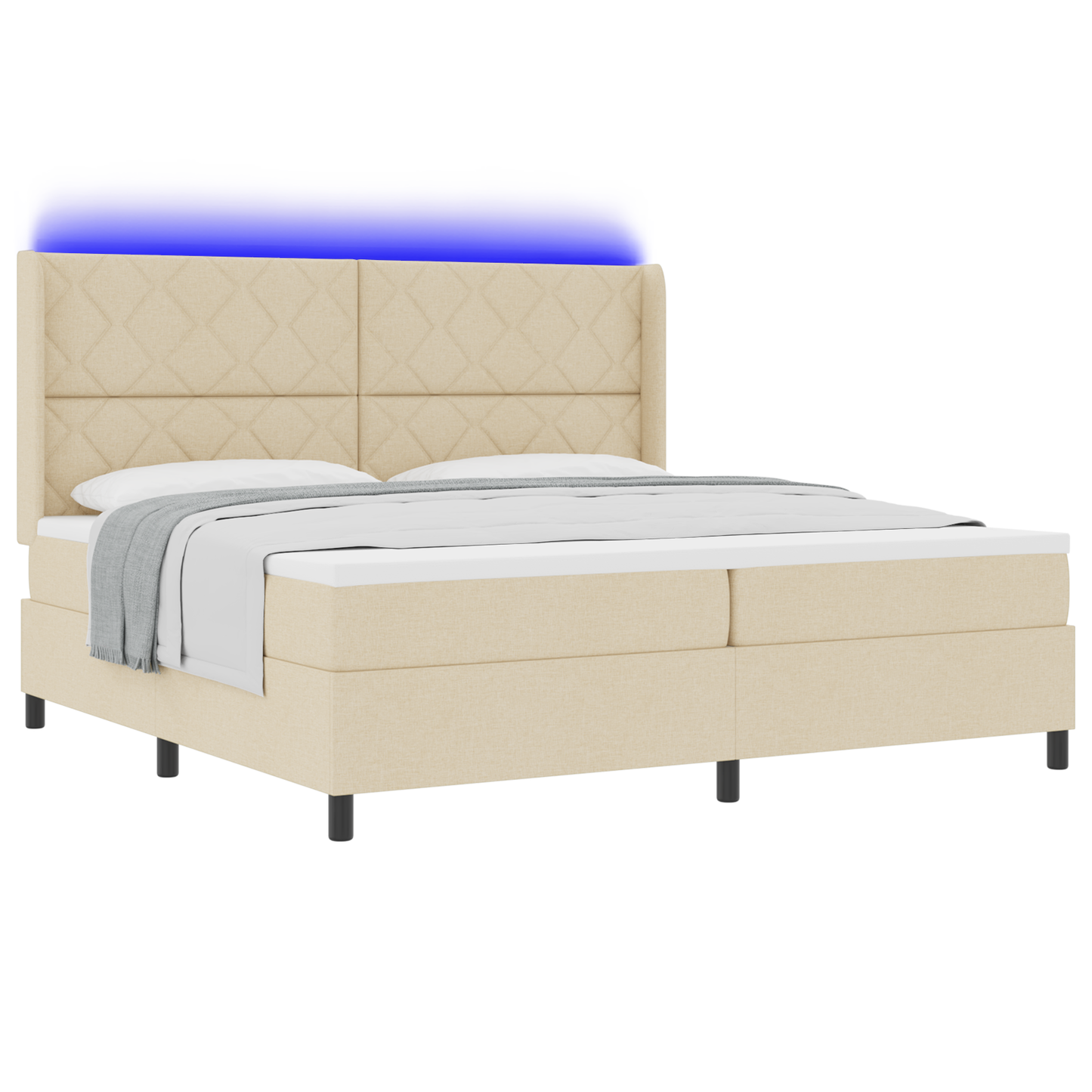Boxspringbed met matras en LED stof crèmekleurig 200x200 cm