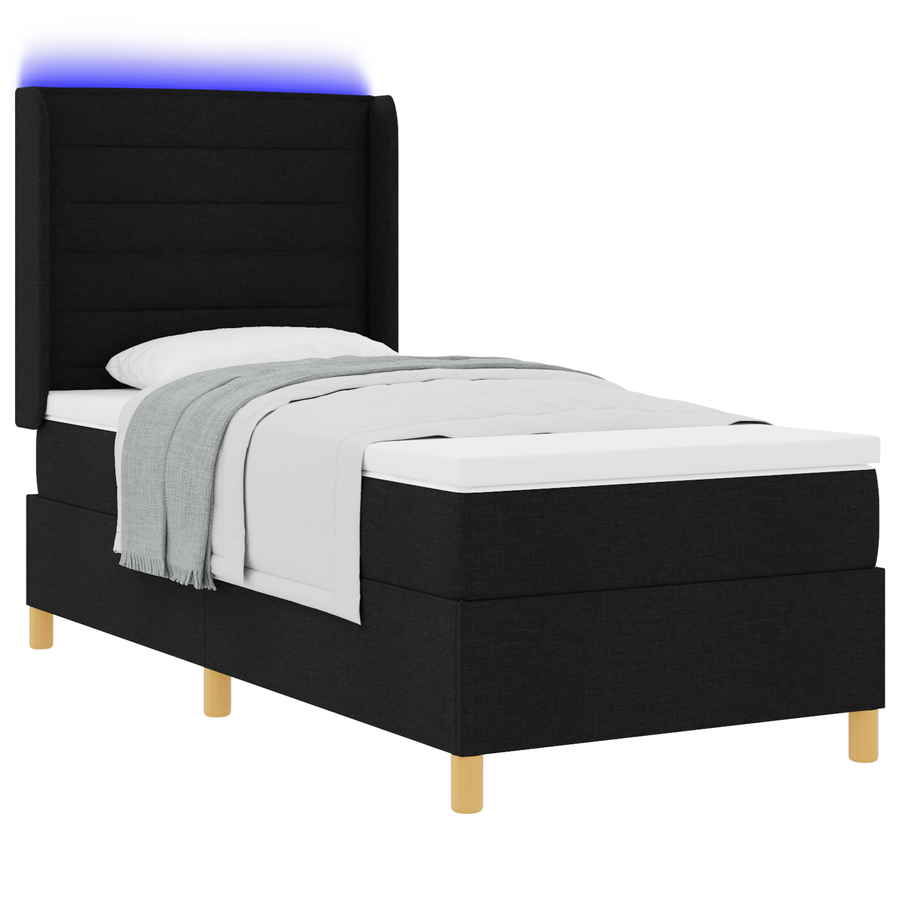 Boxspringbed met matras en LED stof zwart 80x200 cm