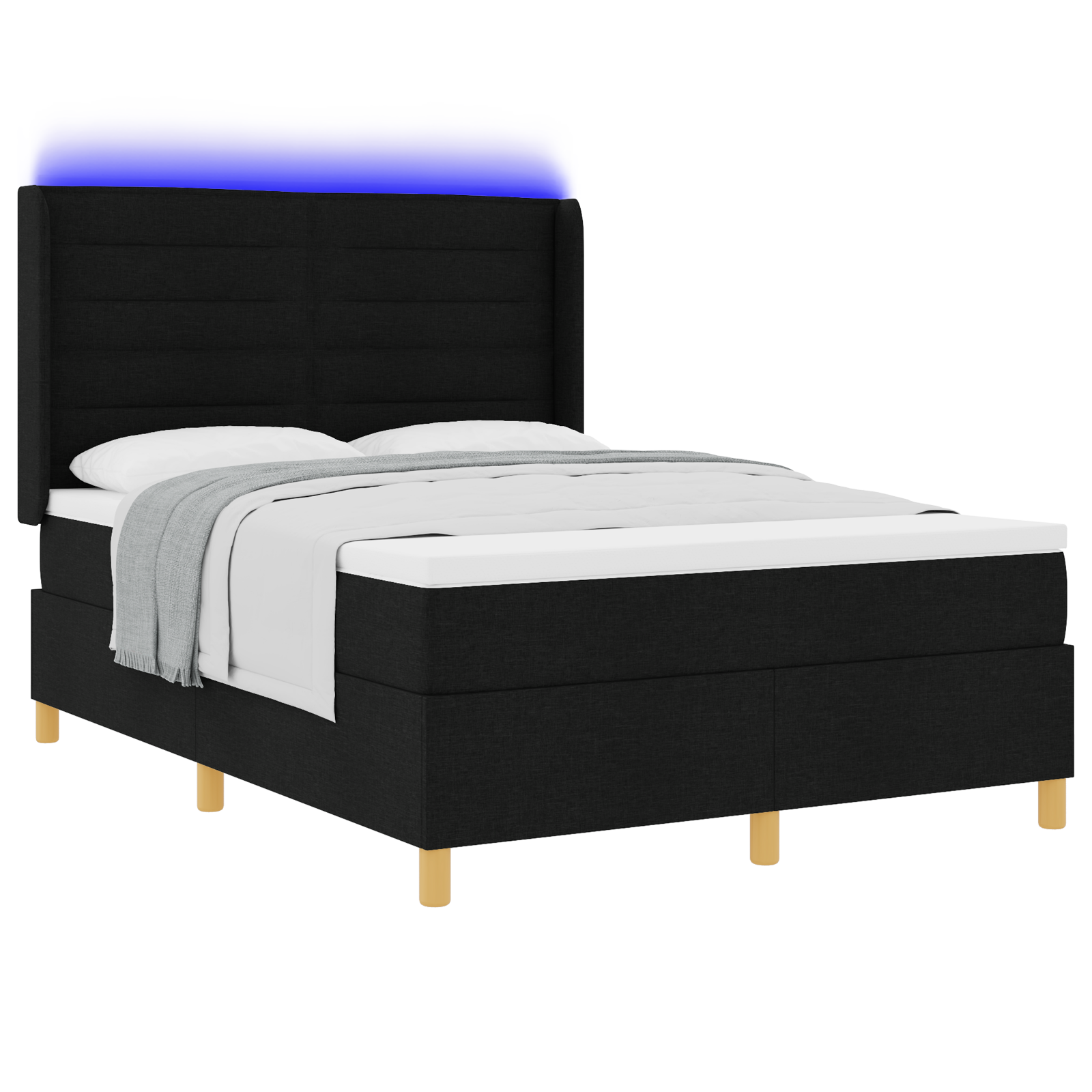 Boxspringbed met matras en LED stof zwart 140x200 cm