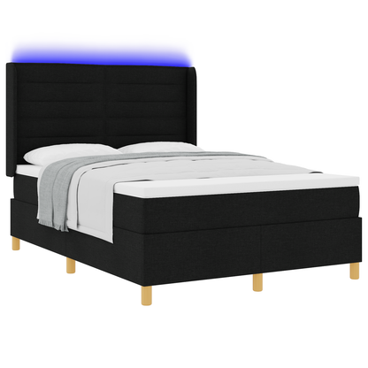 Boxspringbed met matras en LED stof zwart 140x200 cm