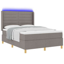 Boxspringbed met matras en LED stof taupe 140x200 cm