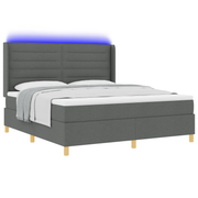 Boxspringbed 180x200 cm donkergrijs stof met matras en LED