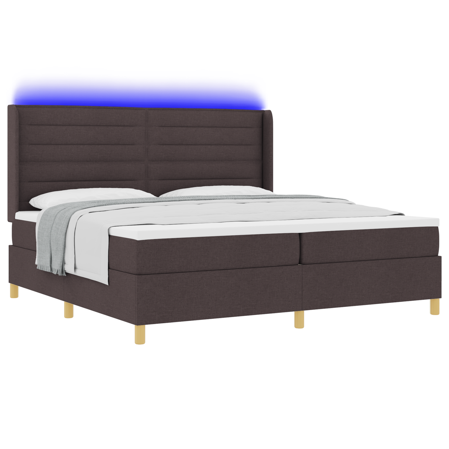 Boxspringbed met matras en LED stof donkerbruin 200x200 cm