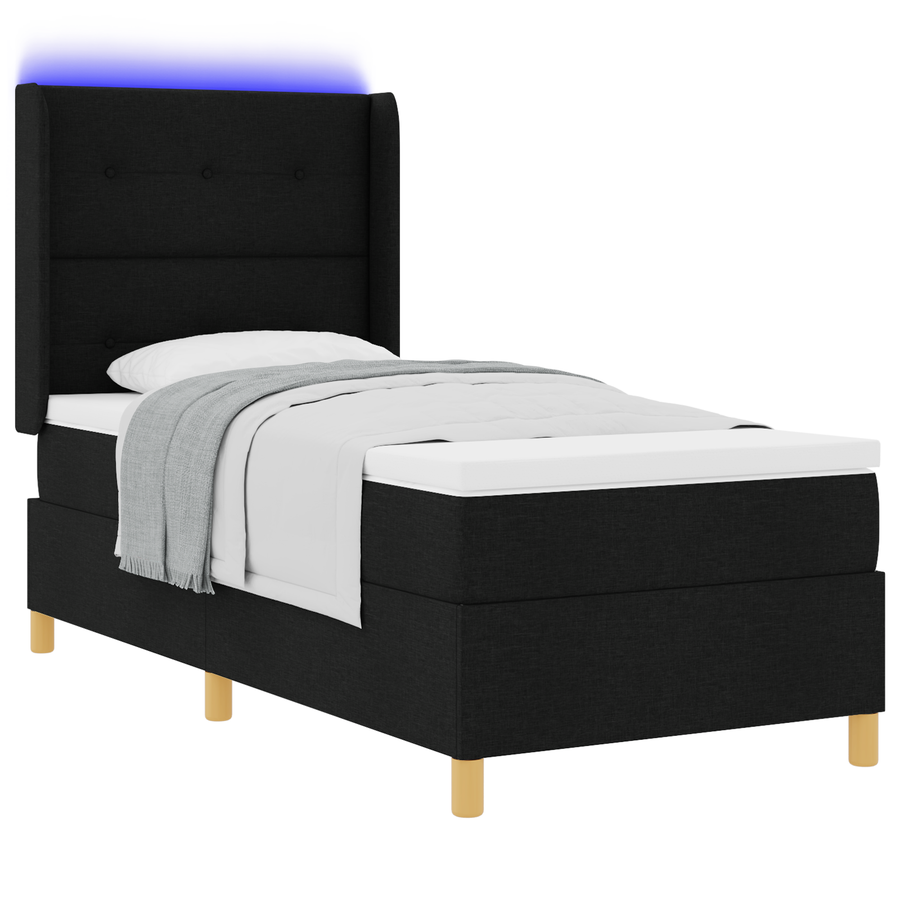 Boxspringbed met matras en LED stof zwart 80x200 cm
