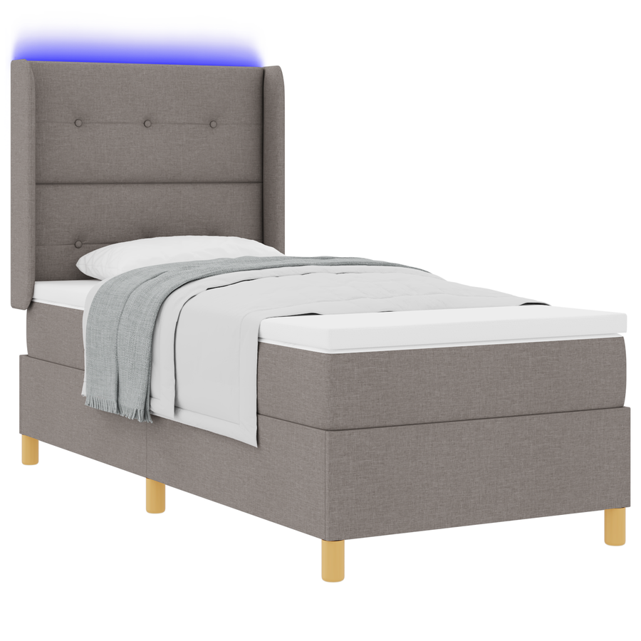 Boxspringbed met matras en LED stof taupe 80x200 cm
