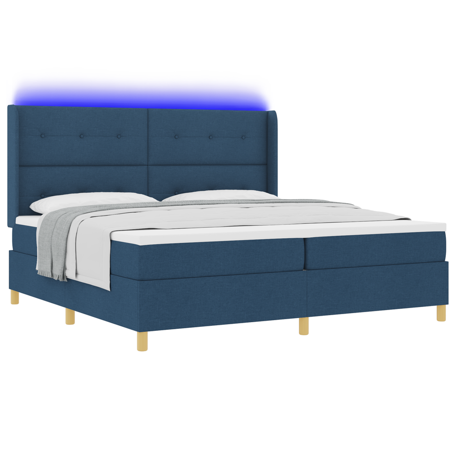 Boxspringbed met matras en LED stof blauw 200x200 cm