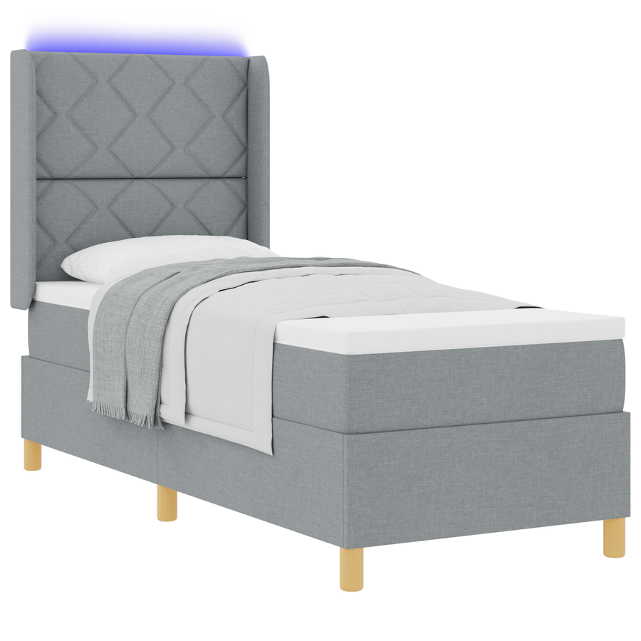 Boxspringbed met matras en LED stof lichtgrijs 80x200 cm