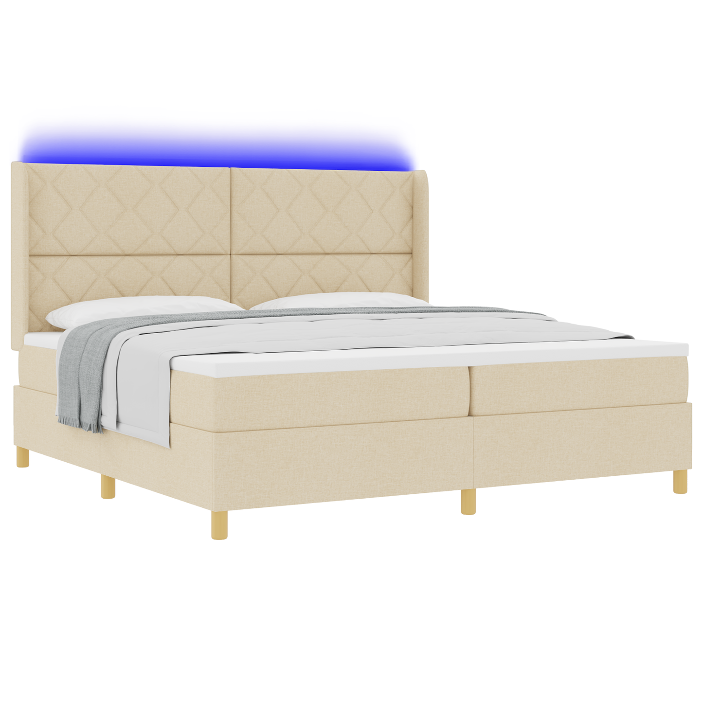 Boxspringbed met matras en LED stof crèmekleurig 200x200 cm