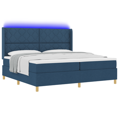 Boxspringbed met matras en LED stof blauw 200x200 cm