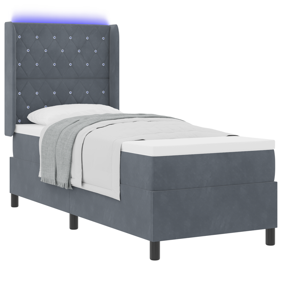 Boxspringbed met matras en LED fluweel donkergrijs 80x200 cm