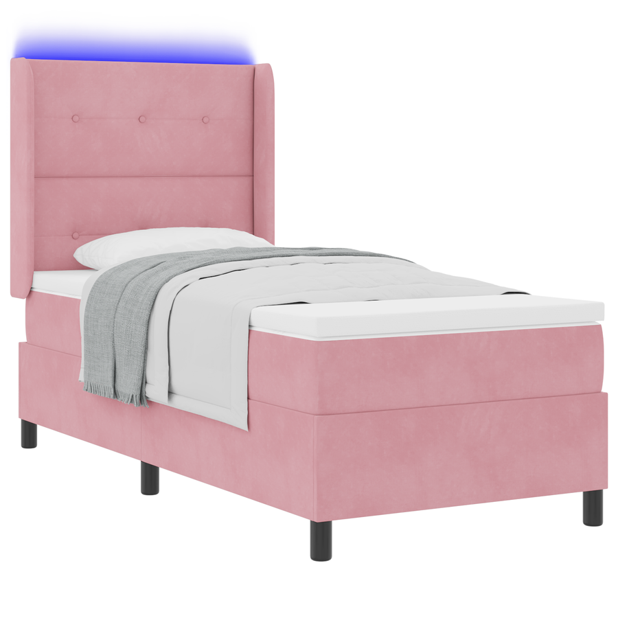 Boxspringbed met matras en LED fluweel roze 90x190 cm