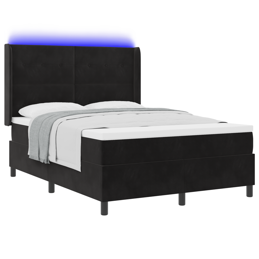 Boxspringbed met matras en LED fluweel zwart 160x200 cm