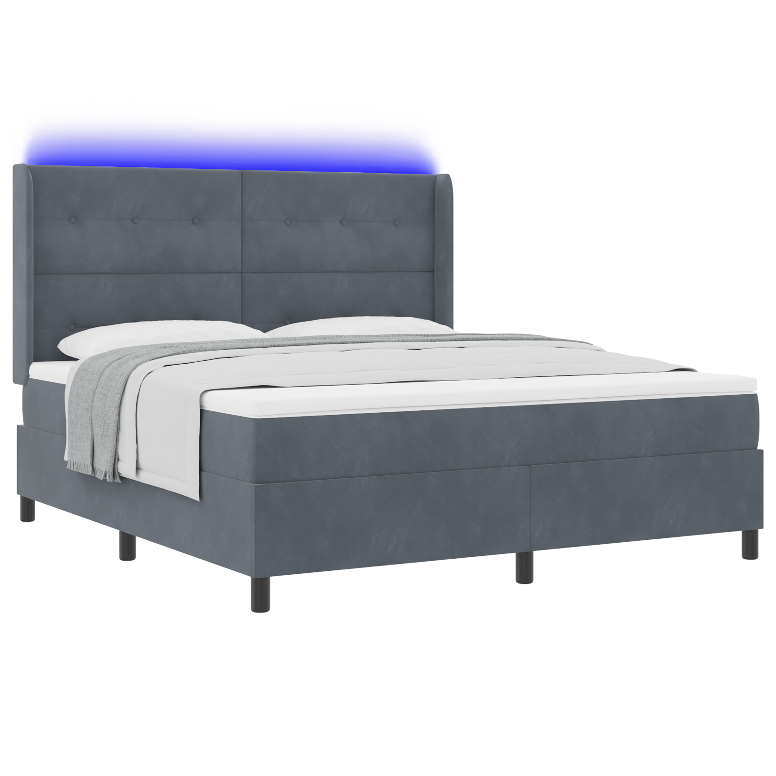Boxspringbed met matras en LED fluweel donkergrijs 180x200 cm