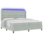 Boxspringbed 200x200 cm lichtgrijs fluweel met LED