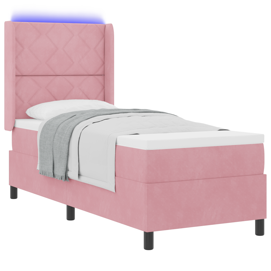 Boxspringbed met matras en LED fluweel roze 80x200 cm
