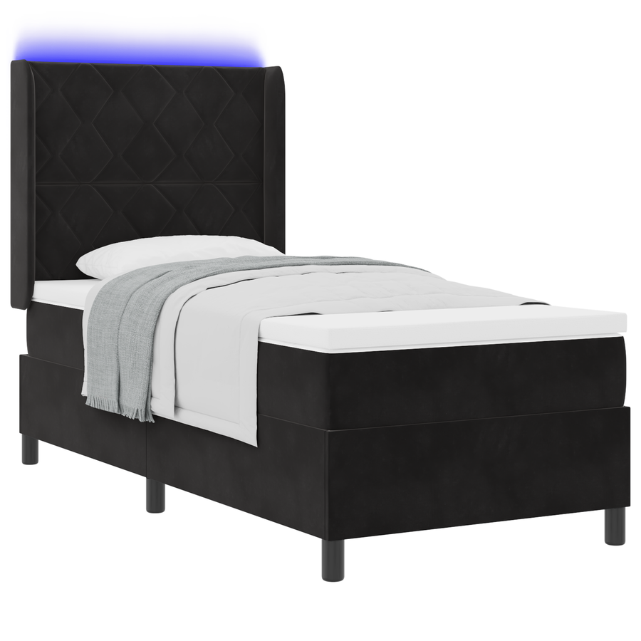 Boxspringbed met matras en LED fluweel zwart 90x200 cm