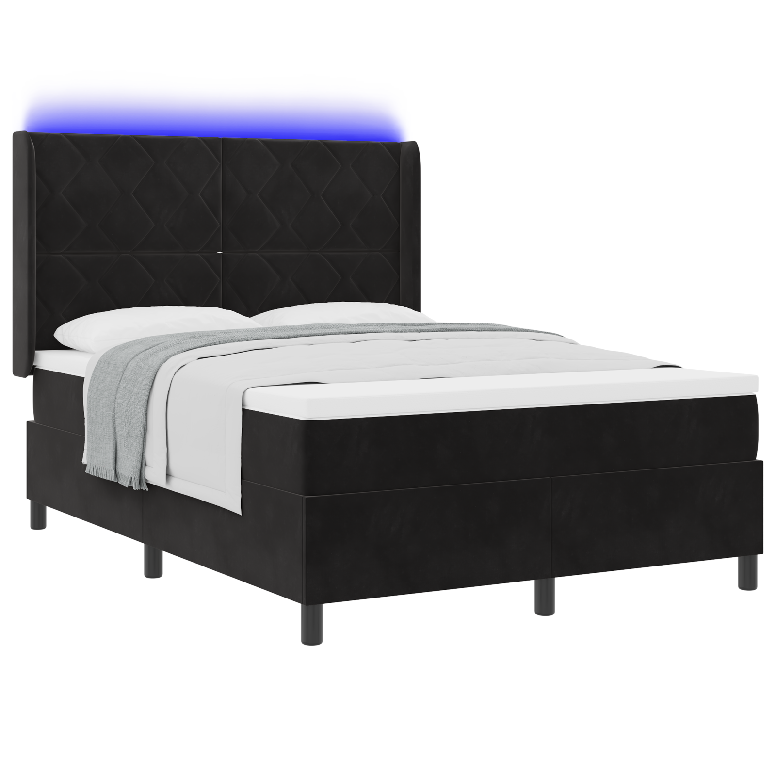 Boxspringbed met matras en LED fluweel zwart 140x190 cm