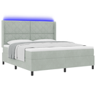 Velvet Box Spring Bed with Mattress and LED Light Grey 180 x 200 cm