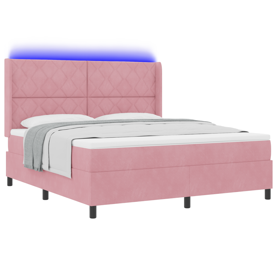Boxspringbed met matras en LED fluweel roze 180x200 cm